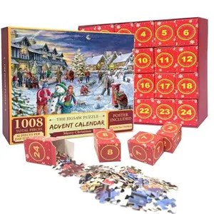 Santa's Secret Village Advent Calendar - 1008 Piece Christmas Puzzle with 24 Day Reveal | 27.5x19.7" Family Countdown Activity | Ultimate Holiday Gift for Kids & Adults