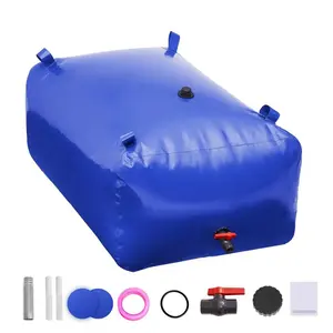 400L/105.7 Gallon Water Storage Bladder, RV Water Tank, 1000D Blue PVC Collapsible Water Storage Containers, Large Capacity Soft Water Bag, Portable Water Bladder, Fire Prevention, Camping