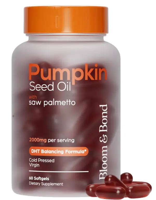 Pumpkin Seed Oil with Saw Palmetto for Women [2000mg per Serving] - Cold-Pressed Organic Softgels for Healthy Hair & Scalp - Supports Fuller-Looking Hair - Plant-Based Supplement