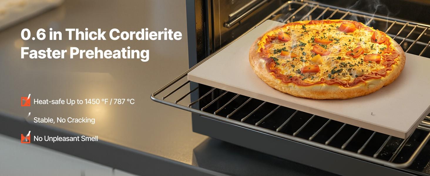 Rectangular Cordierite Pizza Stone, 20 x 14 x 0.6 In, 1450°F Heat-Resistant Bake Stone For Oven And Grill, Extra Large Stone With Metal Pizza Peel And Scraper, Great For Home Baking And BBQ