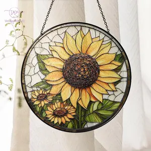 Sunflower Stained Glass Suncatcher, Floral Window Wall, Sunflower Glass Window Hanging, Sunflower Window Decoration, Sunflower Plant Gift Lovers