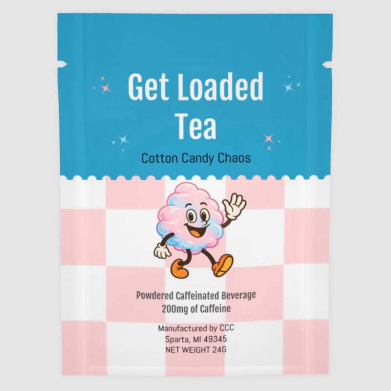 12-Pack Cotton Candy Chaos Loaded Tea Bundle | Mixed Flavors | Caffeinated Flavored Beverage Mix Packets | One the go | Nostalgic-Inspired Flavors
