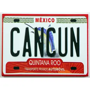 Cancun Mexico License Plate Fridge Collector's Souvenir Magnet 2.5" X 3.5"