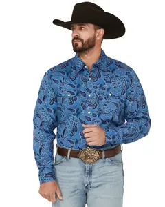Wrangler Men's Retro Paisley Print Long Sleeve Snap Western Shirt - 112365627