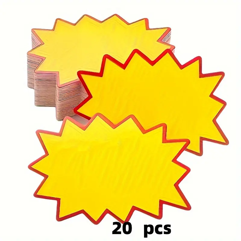 20pcs Bright Yellow Star-Shaped Price Tags, Blank, Durable Paper Tags for Retail, Grocery, and Supermarket Use, Ideal for Holiday Events and Promotions, Retail Price Tags | Star Shaped Tags | Durable Paper Tags, Price Tag Holder