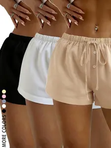 Women's Lightweight Wide Leg Shorts, Soft Breathable Woven Fabric, High Elastic Waist with Drawstring, Casual Summer Wear