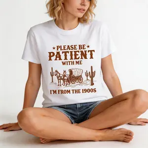 Women's Vintage Letter Print Round Neck Fitted Tee Casual Short Sleeve T-shirt for Summer Daily Wear Womenswear