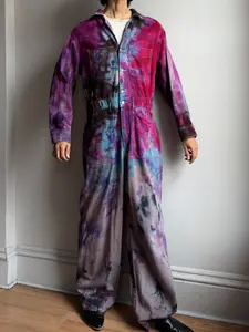 Women’s 14 XL-L dark galaxy rainbow coveralls long sleeve cotton romper work wear