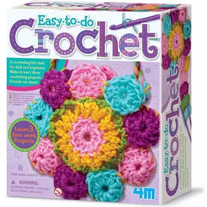 : Easy-to-Do Crochet - DIY Knitting Craft Kit, Learn 3 Yarn Work Projects, Create Coasters-Mini Bag-Placemat, All-in-1 Set, Beginners & Kids Ages 8+