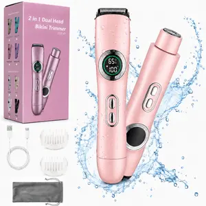 Women's 2-in-1 Cordless Electric Razor - Painless Bikini Trimmer, Facial Hair Remover, Rechargeable, Waterproof, Ideal Gift for Personal Care