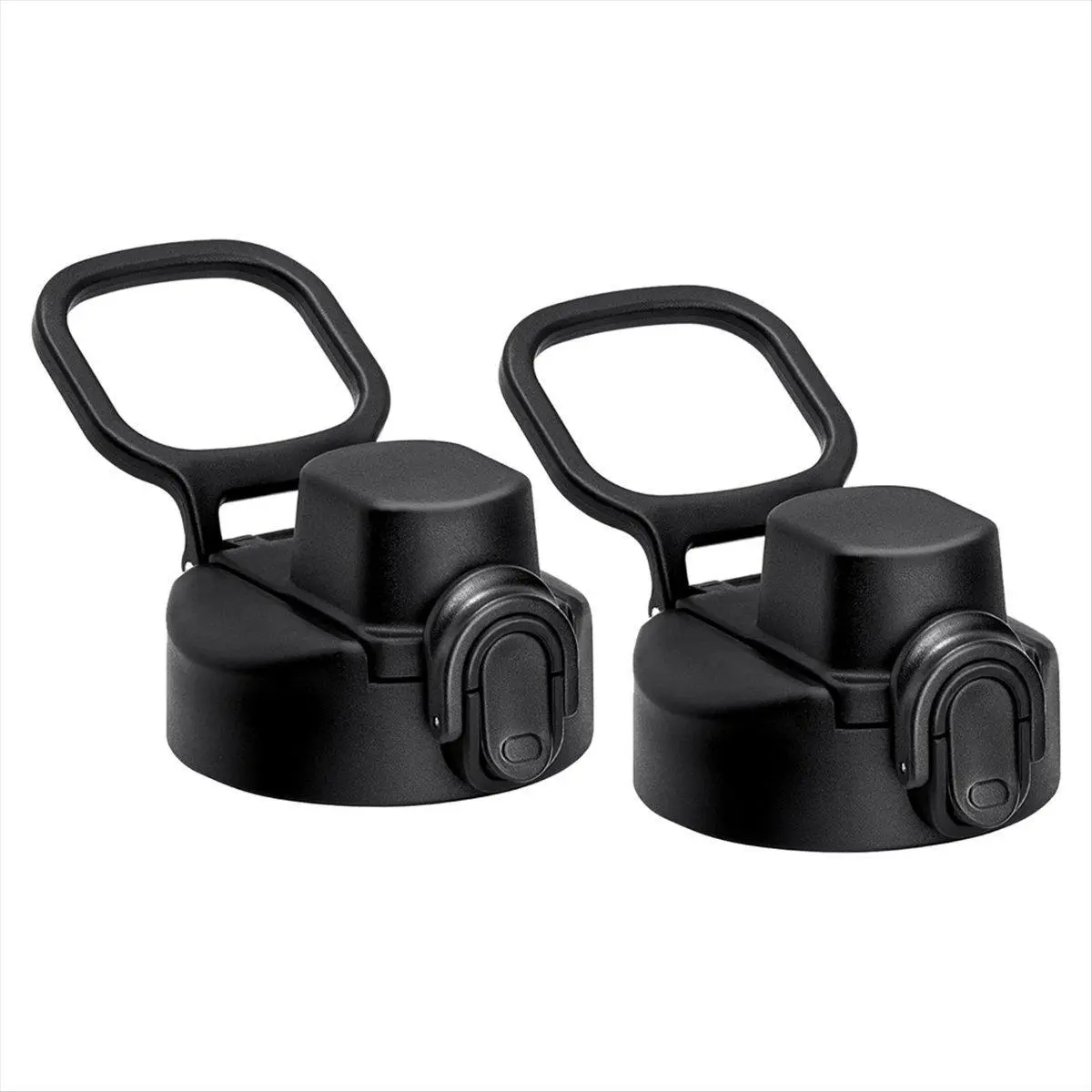 2-Pcs Wide Mouth Auto-Flip Cup Lid & Spout Replacement for 12 oz-64 oz Hydroflask Sport Water Bottles, Black, Convenient Hydration Accessory for Household & Commercial Use