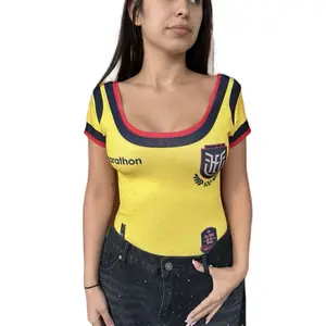 La Tri Body Centenario- yellow, ONE SIZE,u neck line, Ecuador soccer, fútbol, selección ecuatorianas, women, faja fit, sport, confortable