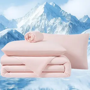 Cooling Comforter Set White Fitted Bottom Sheet and 1 Pillowscase-Twin Size Comforter for Summer Soft Breath 3pcs Set (1 Twin Comforter+1 Fitted Sheets+1 Pillowcase,Pink)