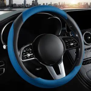 Steering Wheel Cover, Microfiber Leather Steering Wheel Cover Universal Fit 14.5-15 inch Anti-Slip Comfortable Breathable  Wheel Protector for Men Women,Blue