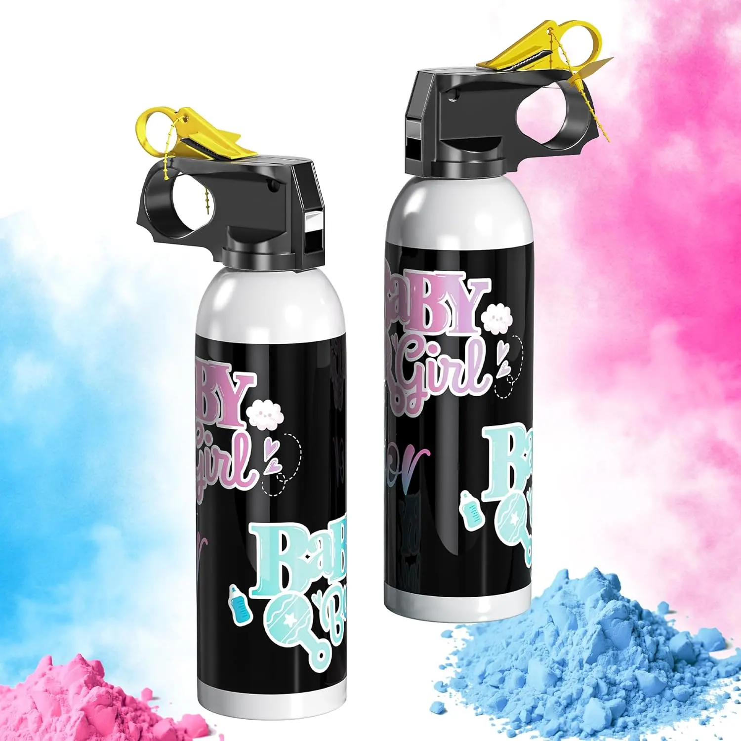 Set of 2 Gender Reveal Fire Extinguisher -  Flour Powder Blast, Home Party Supplies for Baby Shower Decor, Photo Props & Celebrations