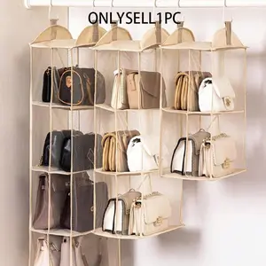 Transparent Hanging Bag Organizer, Space-Saving Storage System for Closet & Wardrobe, Ideal for Living Room Bedroom Home Organization