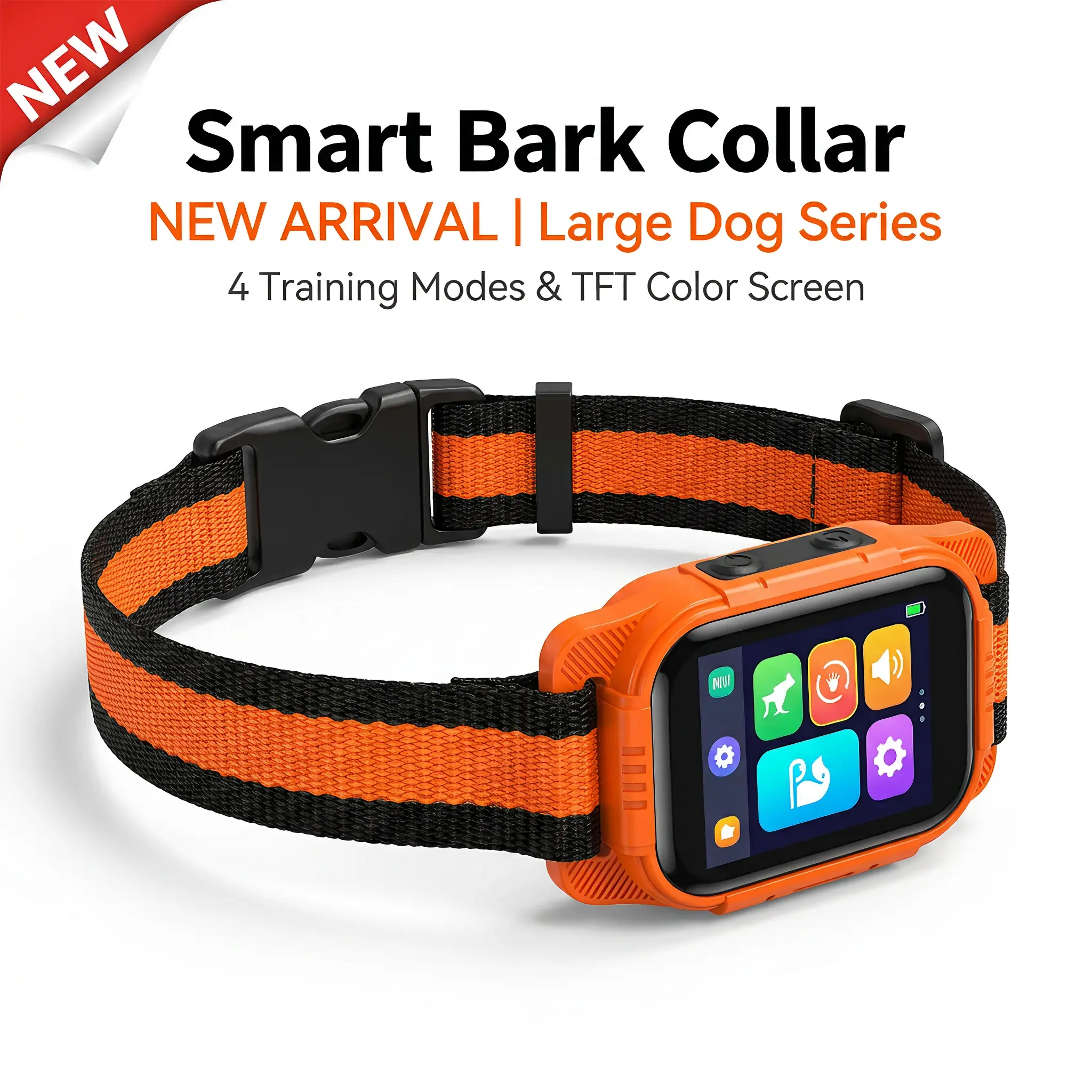 Smart Anti Barking Collar For Large Dogs 4 Training Modes Adjustable Sensitivity IPX7 Waterproof Rechargeable Bark Control outdoor Silencer ipx6 dual emitter safe shock nylon strap home security puppy tool e collar