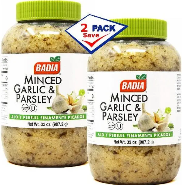 BADIA Minced Garlic & Parsley All Purpose Seasoning - Flavorful Pure Garlic Spice, 8oz, 2 Packs, Flavor, All Purpose Seasonings, Garlic Powder, Seasoning Blend