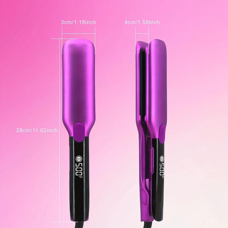 DORISILK 500°F Professional 2-in-1 Hair Styling Tool - Ceramic Wide Plate Flat Iron with Plasma Tech for Frizz-Free, Glossy Hair (Purple)