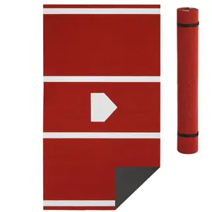 Garvee 10 x 3.8 ft Baseball Hitting Mat,Softball Hitting Mat with Home Plate and Anti Fade Turf for Baseball Softball Training Practice Indoor and Outdoor,Red
