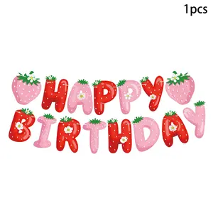 Strawberry Birthday Party Banner, Strawberry Theme Party Decoration, Indoor Living Room Decor, Garden Home Decor, Festive Gift, Party Decorations Banners