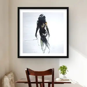 212 MAIN Framed Modern Abstract Back View Woman Silhouette Print Wall Artwork - 24x24 in Minimalist Decor, Bedroom Home Decoration Gift, Modern Abstract Art