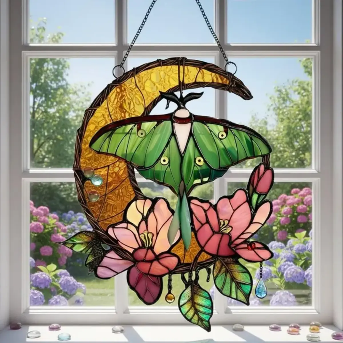 Luna Moth Butterfly Suncatcher, Butterfly Acrylic Ornament, Gift For Her