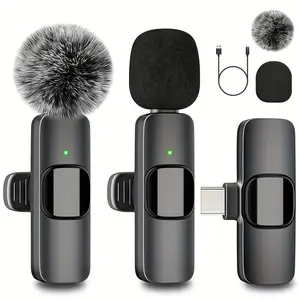 Professional Wireless Lavalier Microphone for iPhone,Android phone,Wireless Microphone Plug-Play,Lapel Mic for Video Recording,Teaching, interviews,Podcast,Cordless Omnidirectional Condenser Mic for TikTok,YouTube,Vlog