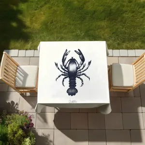 360 Stand Square Coastal Blue Lobster Tablecloth - 58x58 in Mildew-Resistant Textile, Ideal for Indoor & Outdoor Household Kitchen Use