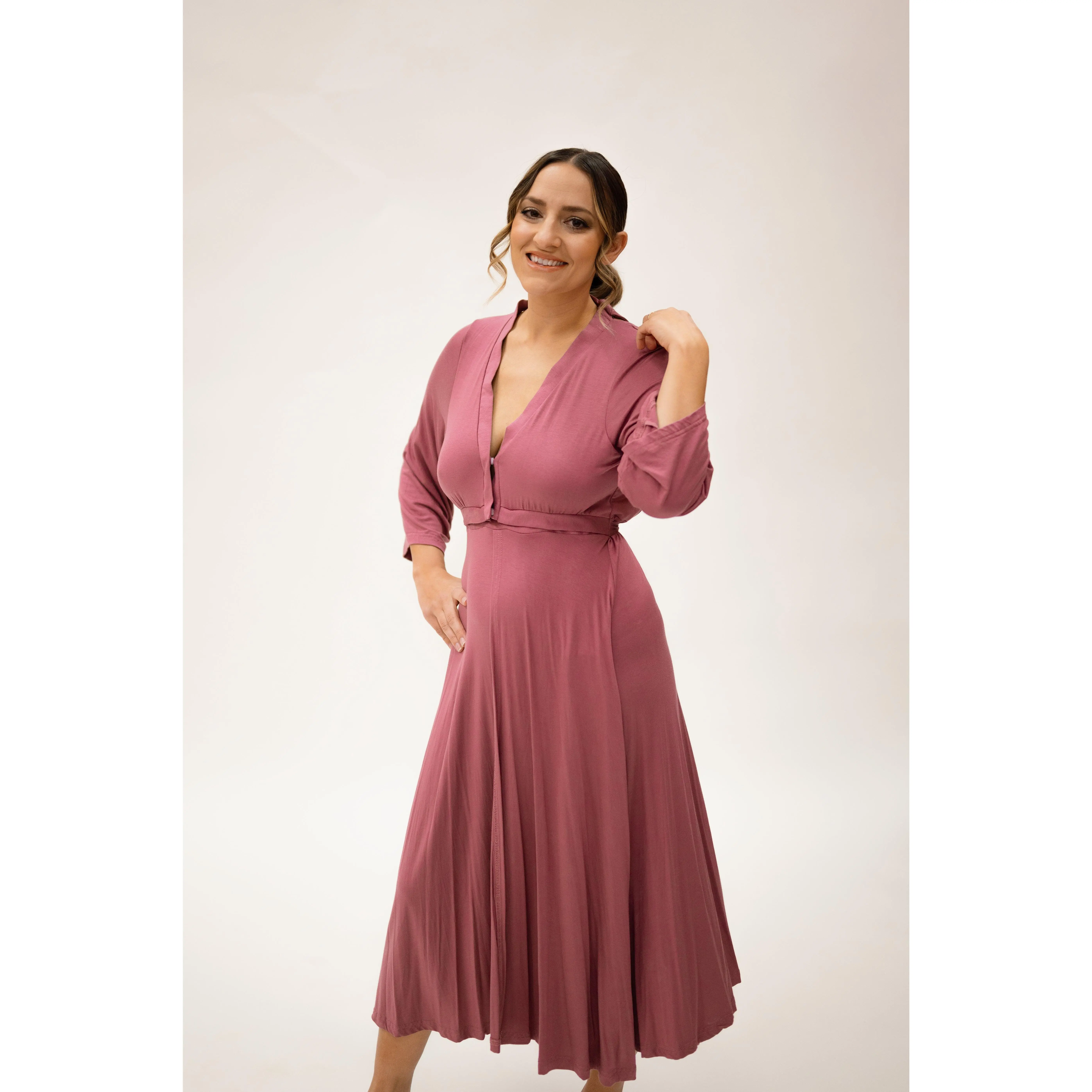 Lila Labor & Postpartum Gown in Dusty Rose Lila Labor & Postpartum Gown in Dusty Rose