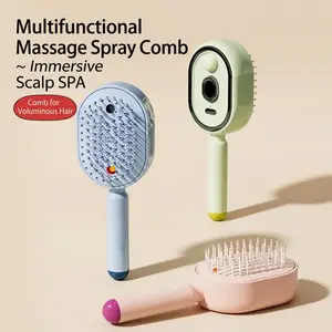 Electric Spray Air Cushion Massage Comb with Self-Cleaning, Anti-Tangle, Anti-Static, Volumizing Functions and Essential Oil Mist Aromatherapy Hair Care