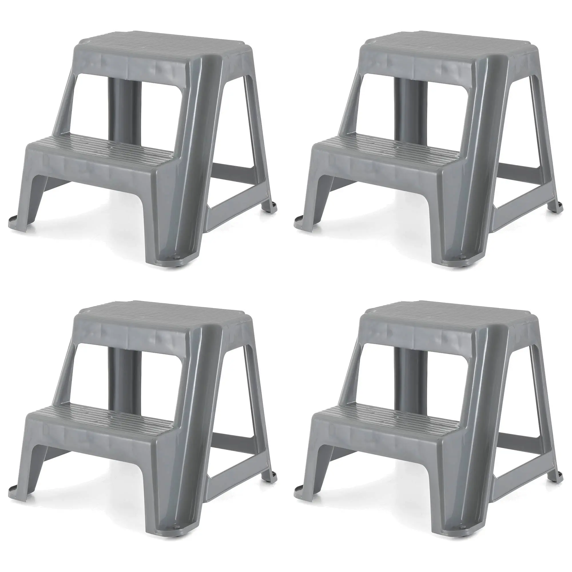 Gracious Living 16" Plastic 2 Step Portable Garage Home & Kitchen Stool (4 Pack)