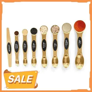 Magnetic Measuring Spoons Set Stainless Steel with Leveler, Stackable Metal Tablespoon Measure Spoon for Baking, Measuring Cups and Spoon Set Kitchen Gadgets Apartment Essentials Fits in Spice Jars