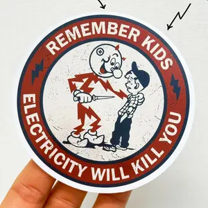 Remember Kids Electricity Will Kill You Decal Stickers, Hard Hat Sticker, Foreman Welding Welder Decal Hard Hat Decal