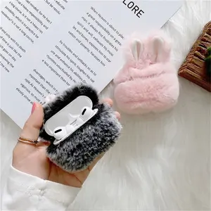 Plush Bunny Airpods Case - Soft Plush Design with Fun Bunny Detail - Ideal for Port Protection