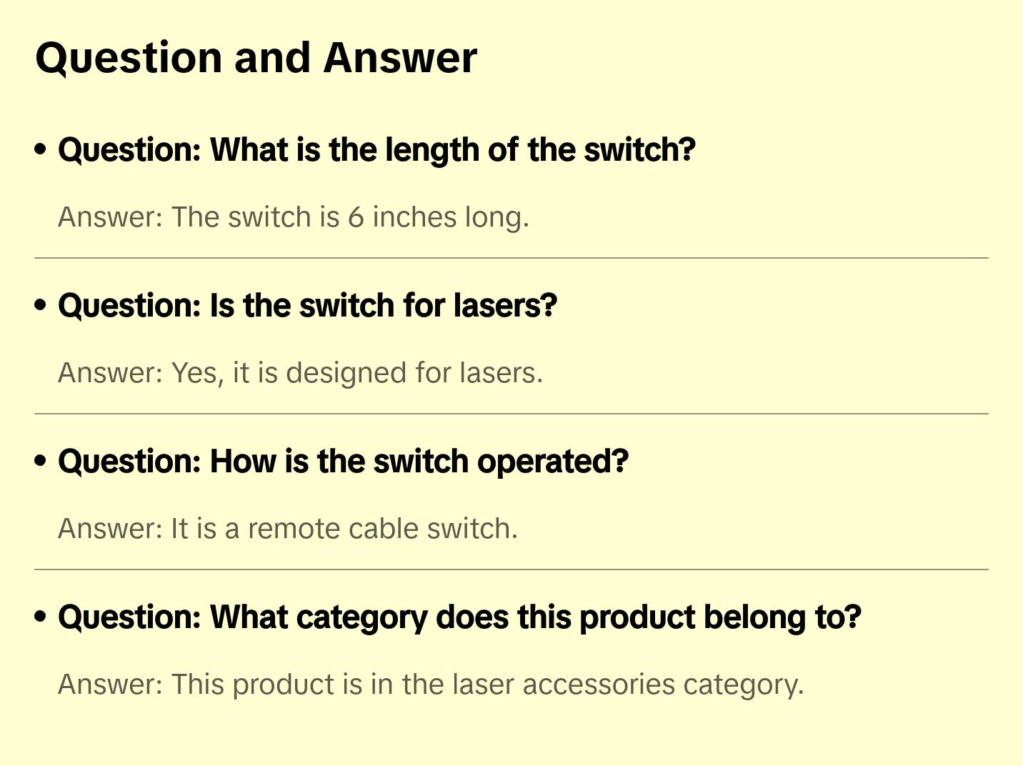6" Remote Cable Switch - Lasers