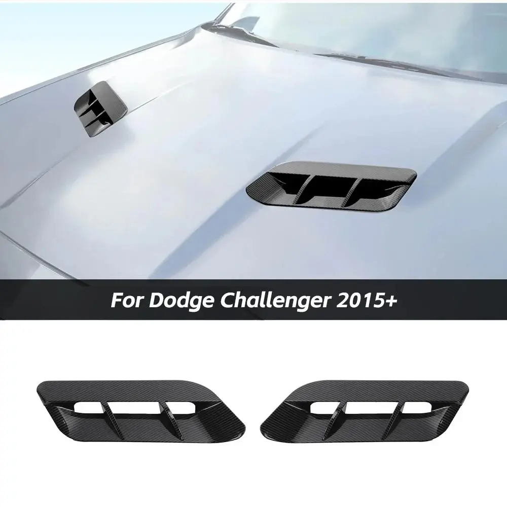 ABS Carbon Fiber Front Hood Air Vent Trim Cover Bezel - Self-Adhesive Car Exterior Decorative Upgrade, Simple DIY Setup, Sporty Custom Look, Laser-Cut Fit Tailored for 2015+ Dodge Challenger SXT, Car Accessory, Trim Covers