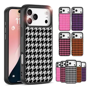 Houndstooth Pattern iPhone Case for iPhone 17 16 15 14 13 Pro Max 17 Air, Old Money Aesthetic Slim Shockproof Protective Cover, Luxury Designer Style