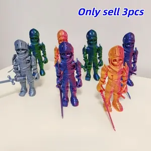3 Piece Anime Zombie Soldier Figurines, 3D Printed Full Joint Moveable, Flexible Pose, Plastic Material, Perfect Gift for Parties & Decorative Home Decor