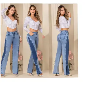 Women's Carisma 1681 Colombian Wide Leg Push Up Jeans, High Waist Ultra Stretch Denim Pants
