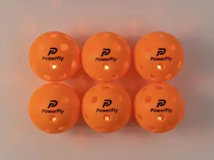 PowerFly Outdoor LED Pickleball Balls, High Visibility, 6 Pack (Orange)