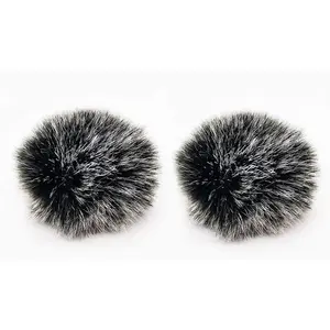 Lavalier Wind Muff 2 Pack Lapel Microphone Wind Muff 0.2/0.4 Inch Furry Lav Windscreen Windproof Wind Screen (0.4inch, Black/White)