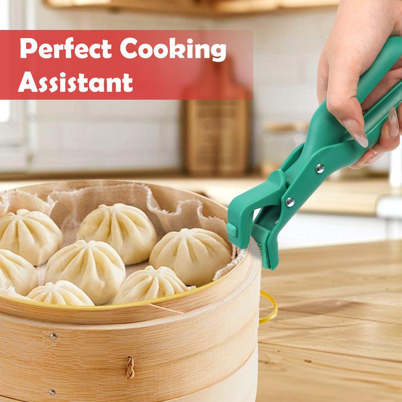 2 Counts Hot Plate Gripper, One Red One Green, Anti-Slip Grip, Easy One-Handed Operation