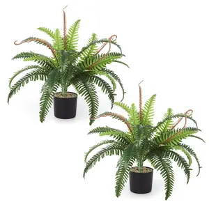 Lifelike Artificial Fern Plants in Pots – 2 Pack, 25" Faux Greenery for Home, Office, Patio, Garden, Farmhouse Windowsill – Realistic Decorative Faux Ferns – Indoor Outdoor Use