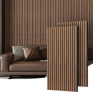 MaxGear Wood Slat Acoustic Wall Panels, 2 Pack 47.2" x 23.6", Decorative Sound Absorbing Panels for Wall & Ceiling, Modern Fluted Design for Living Room, Bedroom, Office, Walnut Finish