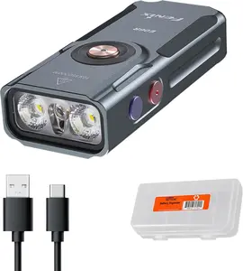 E06R 700 Lumen 3-in-1 EDC Keychain Flashlight, USB-C Rechargeable, Includes UV Light and Lumentac Organizer (Grey)