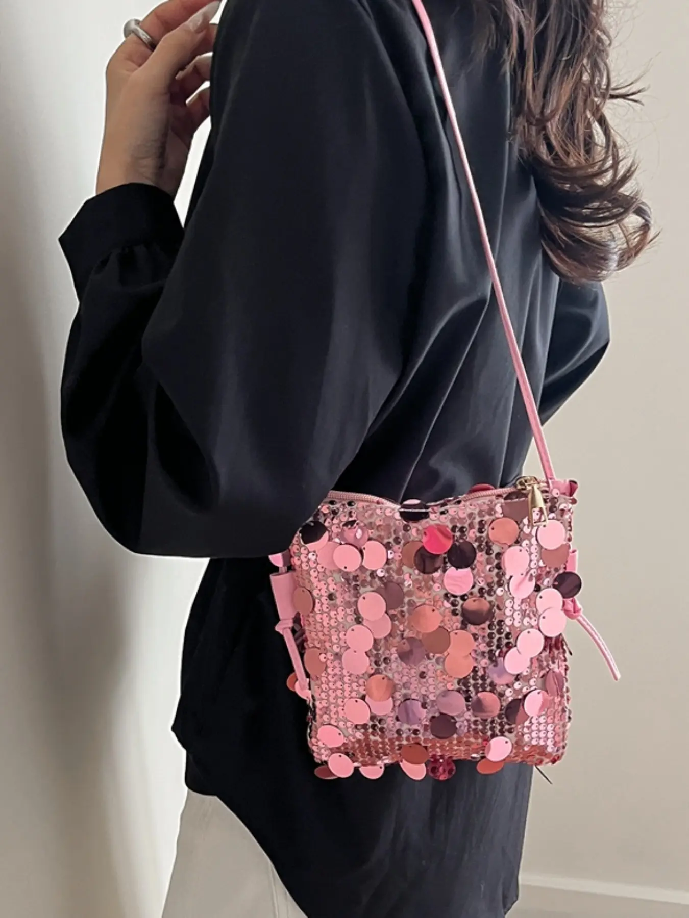Women's Sequin Mini Phone Bag, Summer Fashion Crossbody Shoulder Bag, Fashionable Shoulder Bag, Zipper Closure, Cute Unique Design, Perfect for Parties, Weddings, Holidays