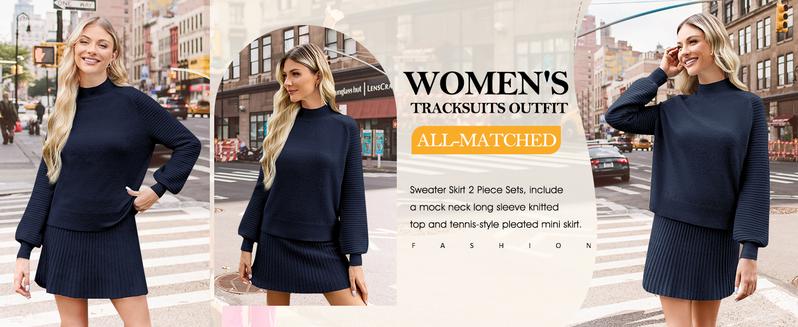 Imily Bela Women's 2 Piece Outfits 2025 Long Sleeve Mock Neck Ribbed Sweaters And Mini Skirt Two Piece Sets Imily Bela Women's 2 Piece Outfits 2025 Long Sleeve Mock Neck Ribbed Sweaters And Mini Skirt Two Piece Sets