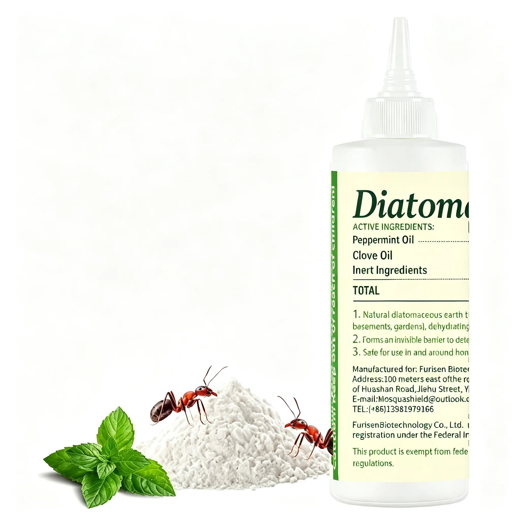 Pet-Safe 8oz Chemical-Free Natural Diatomaceous Earth Powder with Peppermint Formula, Dual-Action Insect Barrier for Indoor Pest Control & Ant, Roach, Flea Deterrence