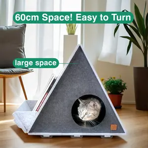 Triangular Storage Pet Nest – Secure Hideout & Shelf in One! Stylish & Washable for Modern Indoor Homes cat apartment